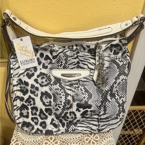 New! Kathy Van Zeeland Animal Print Purse size 14x12x6